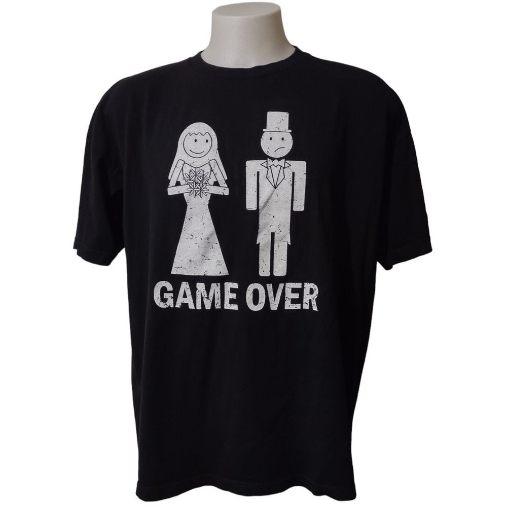 T Shirt Ink Inc Black XXL‎ Mens Game Over Wedding Graphic Logo Retro Streetwear